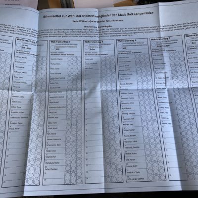 Stimmzettel für die STADTRATSwahl